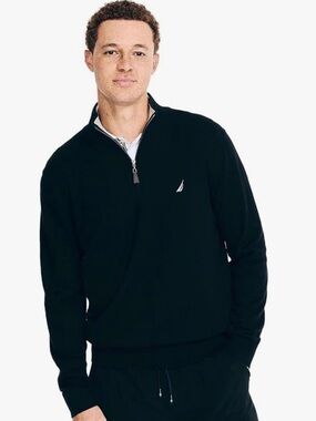 Nautica Navy Half-Zip Pullover with Contrast Stitching